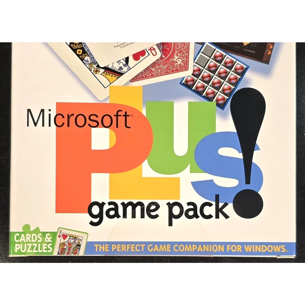 MIcrosoft Plus! Game Pack Cards & Puzzles (PC, 2000) Big Box, Sealed NOS